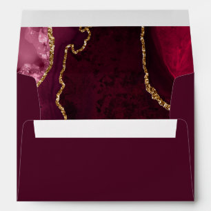 Red and Gold Agate Marble Wedding Envelope