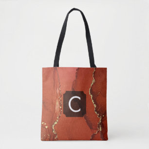 Red and Gold Alcohol Ink Liquid Abstract Art Tote Bag
