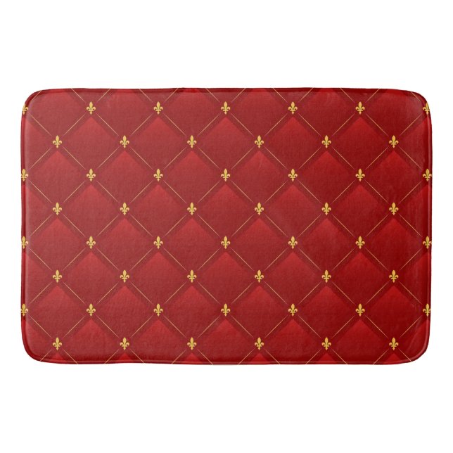 Red and Gold art nouveau Bath Mat (Front)