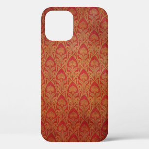 Red and Gold Art Nouveau Damask iPhone 12 Case