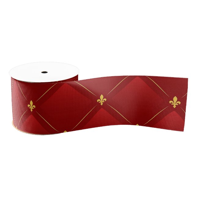Red and Gold Art Nouveau Grosgrain Ribbon (Spool)