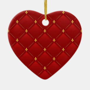 Red and Gold Art Nouveau Pattern Ceramic Ornament