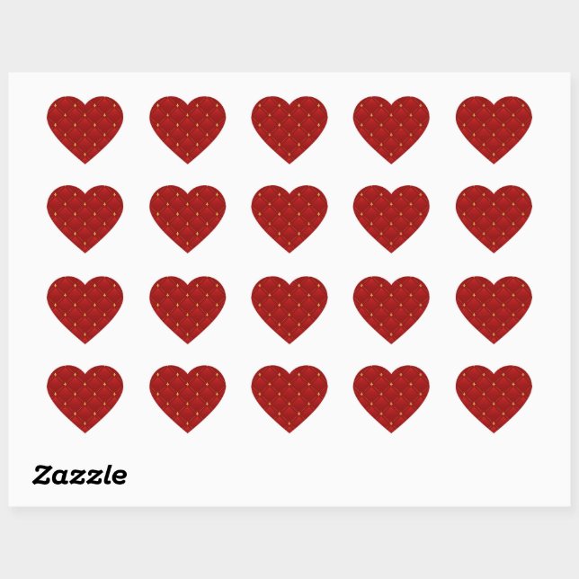 Red and gold art nouveau pattern heart sticker (Sheet)