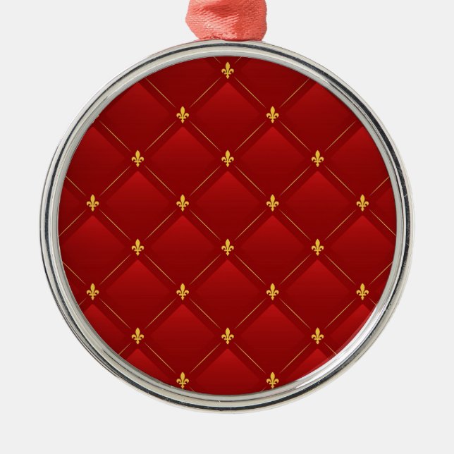 Red and gold art nouveau pattern metal ornament (Front)