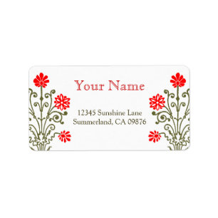 Red and Gold Baroque Etching Custom Address Label