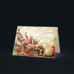 Red and gold baubles Joyeux Noël French Christmas Holiday Card<br><div class="desc">Christmas card with red and gold baubles. The French text in front says: Merry Christmas. Inside in French too: Merry Christmas and a happy New Year</div>