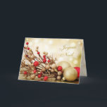 Red and gold baubles Joyeux Noël French Christmas Holiday Card<br><div class="desc">Christmas card with red and gold baubles. The French text in front says: Merry Christmas. Inside in French too: Merry Christmas and a happy New Year</div>