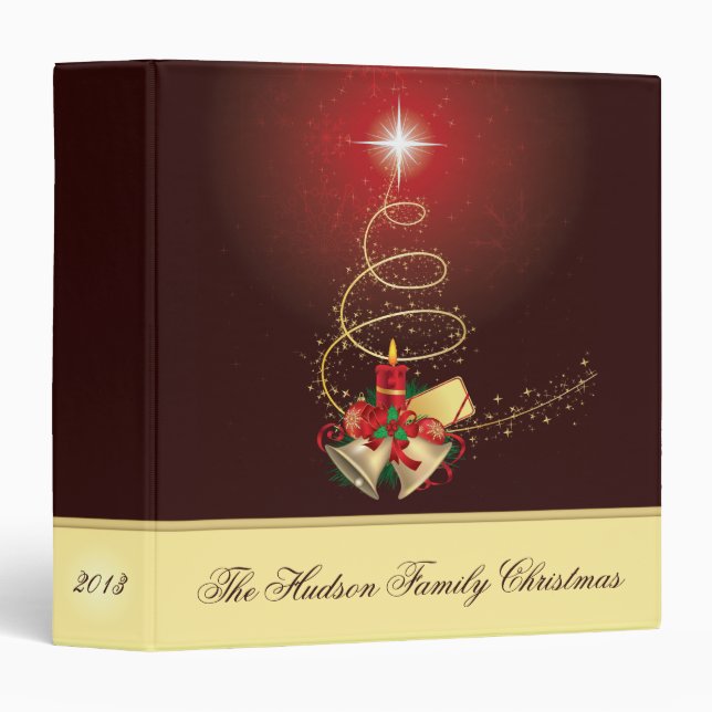 Red and Gold Bells Candle Christmas Album Binder (Front/Spine)