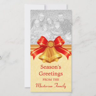 Red and Gold Bells Christmas Photo Card