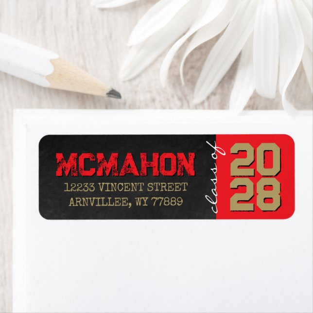 Red and Gold Chalkboard Graduation Address (Insitu)