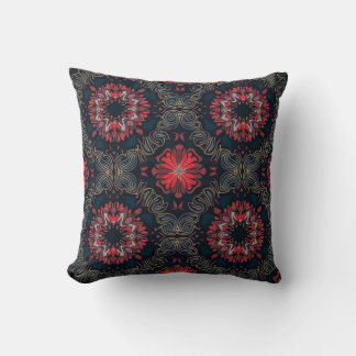 “Red and Gold Chaos Mandala Pattern Pillow” Throw Pillow