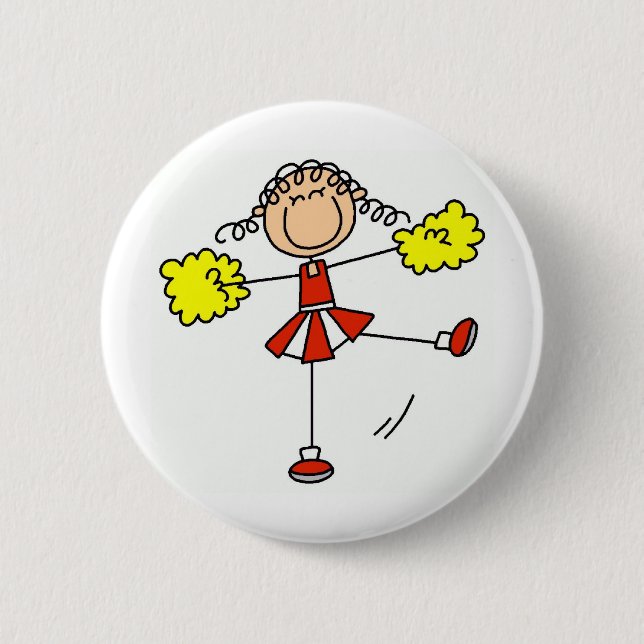 Red and Gold Cheerleader 2 Inch Round Button (Front)