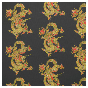 Red and gold Chinese dragon  Fabric