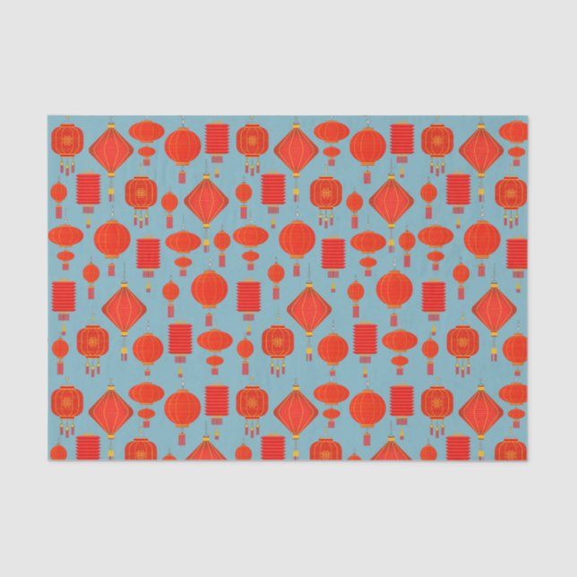 Red and gold Chinese lanterns  Tissue Paper (Front)