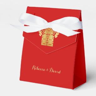 Red and Gold Chinese Love Birds Double Happiness Favor Box