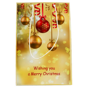 Red and gold Christmas baubles Medium Gift Bag