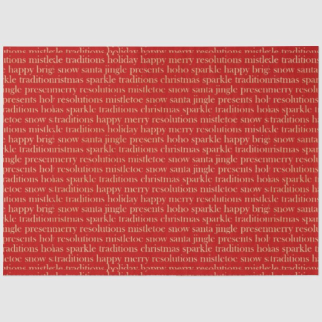 Red and Gold Christmas Cheer Christmas Tissue Paper (Front)