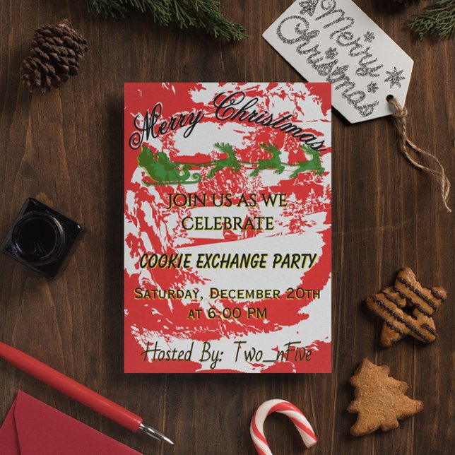 Red and Gold Christmas Cookie/Dinner Party Invitation (Creator Uploaded)