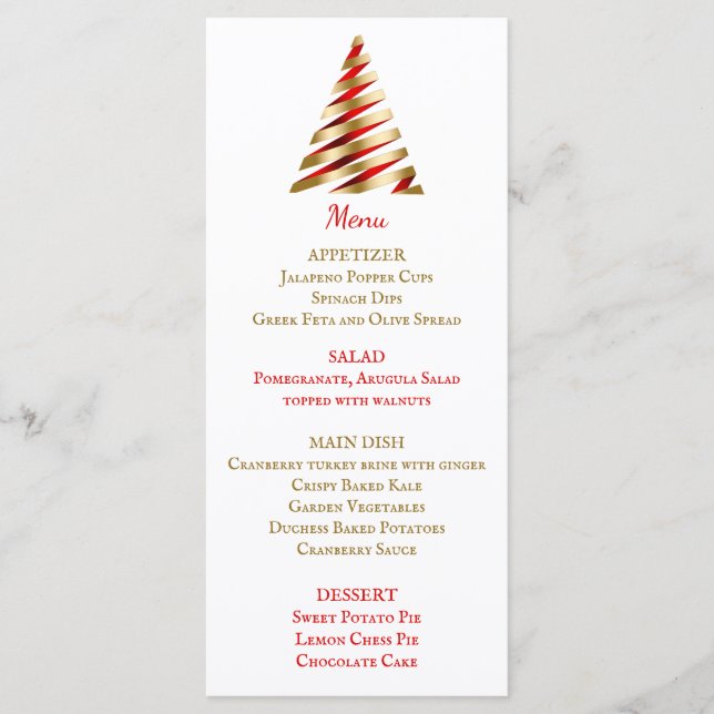 Red and Gold Christmas Dinner Menu (Front)