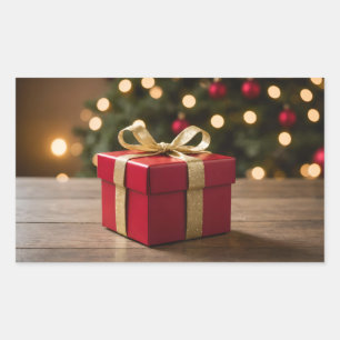 Red And Gold Christmas Gift Sticker