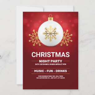 Red and Gold Christmas invitation, Christmas eve  Invitation