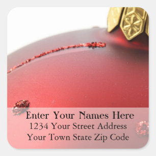 Red and Gold Christmas Ornament Address Label