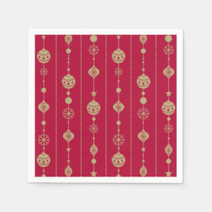 Red and Gold Christmas Ornament Pattern Napkin