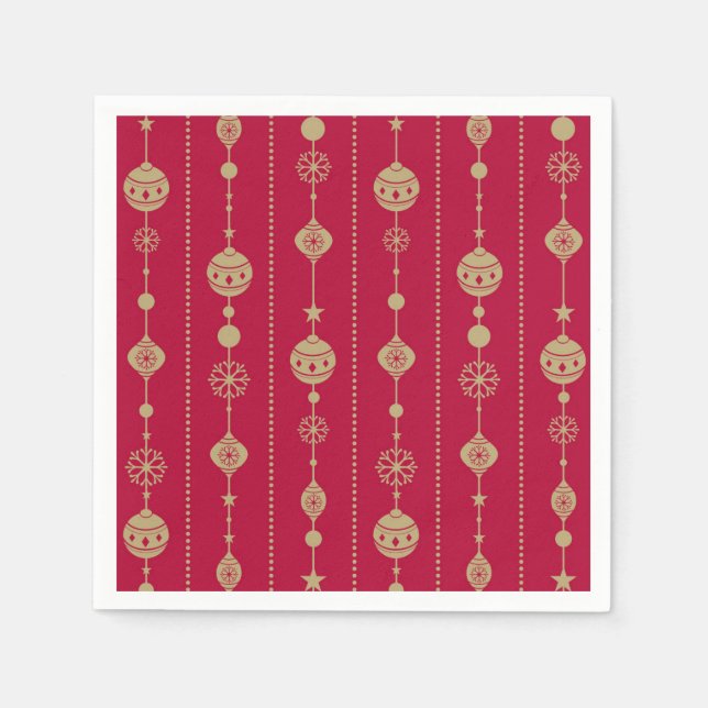 Red and Gold Christmas ornaments Napkin (Front)