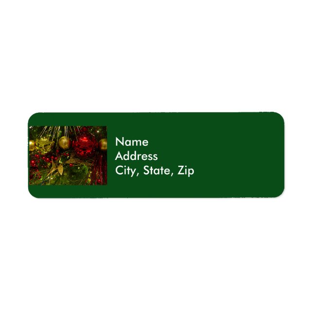 Red and Gold Christmas Ornaments Xmas Tree Label (Front)