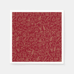 Red and Gold Christmas Pattern Napkin