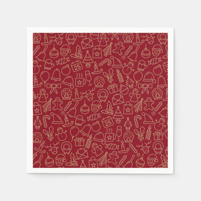 Red and Gold Christmas Pattern | Napkin (Front)