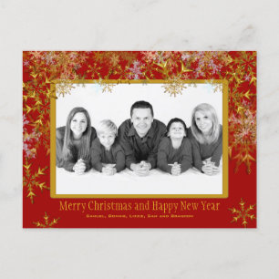 Red and Gold Christmas Photo Postcard