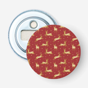 Red and gold Christmas reindeer Bottle Opener