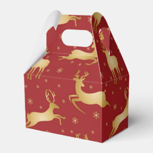 Red and gold Christmas reindeer Favor Box