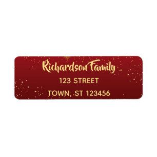 Red and gold Christmas Return Address
