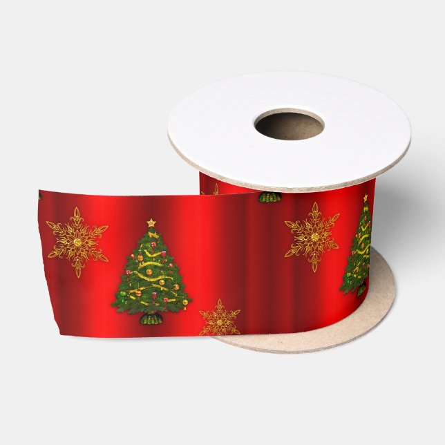 Red and Gold Christmas Satin Ribbon (Spool)