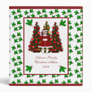 Red and Gold Christmas Tree and Holly Binder