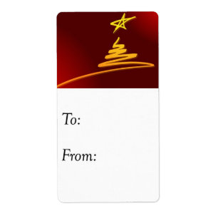 Red and Gold Christmas Tree Gift Tag
