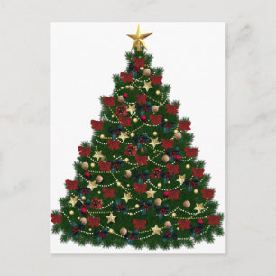 Red and Gold Christmas Tree Holiday Postcard