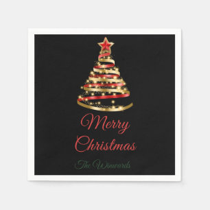 Red and Gold Christmas Tree Napkin