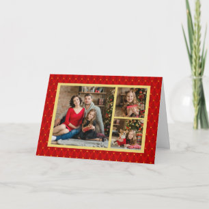 Red and Gold Christmas Tree Photo Cards
