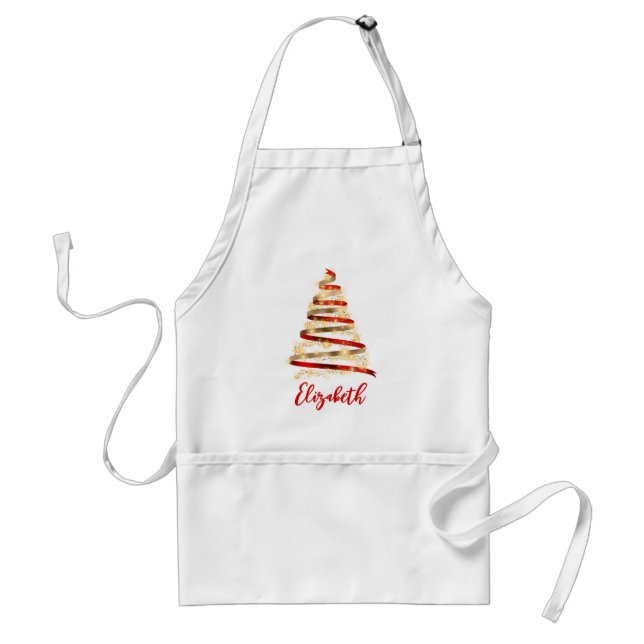 Red and Gold Christmas Tree Standard Apron (Front)