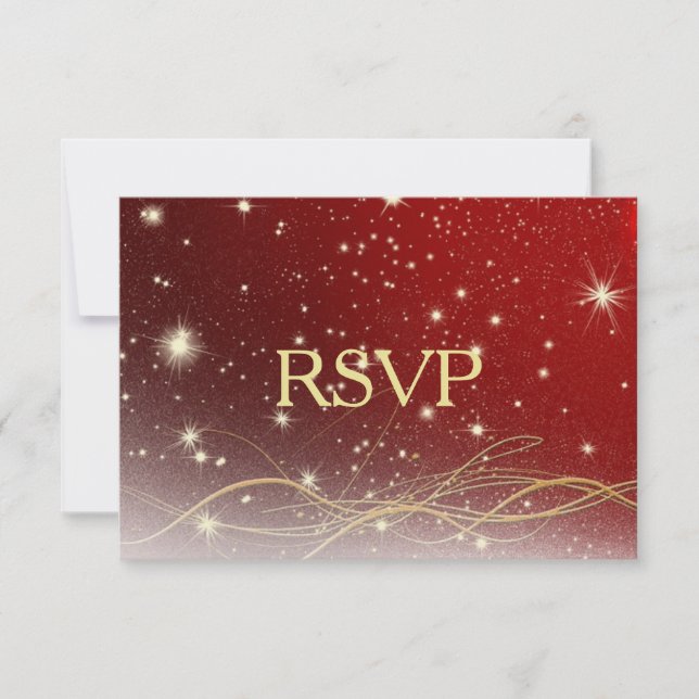 Red and Gold Christmas Wedding RSVP (Front)