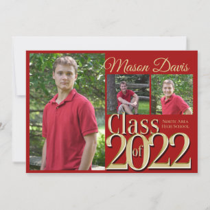Red and Gold Class of 2022 Photo Graduation Invitation