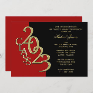 Red and Gold Class of 2023 Grad with Colour Option Invitation