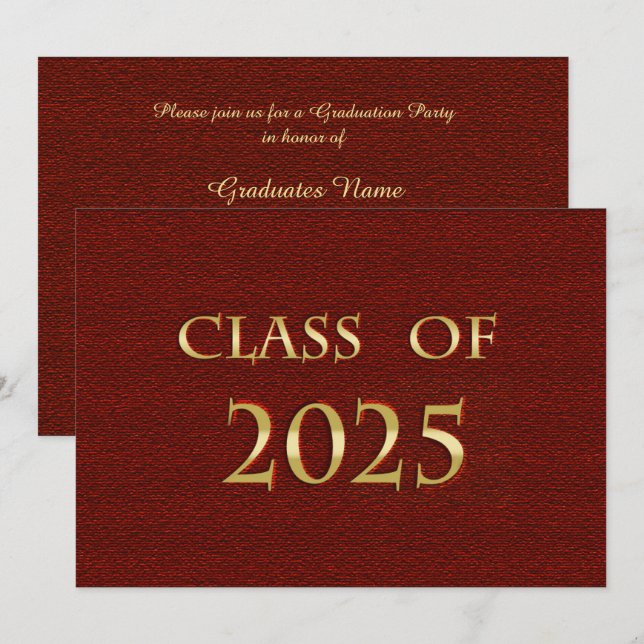 Red and Gold Class of 2025 Graduation Party Card (Front/Back)