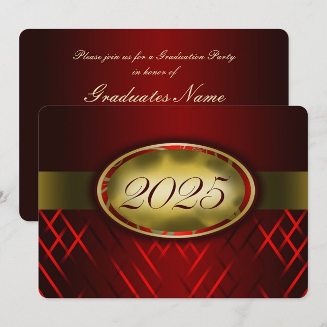 Red and Gold Class of 2025 Party Invitation (Front/Back)