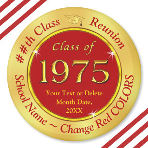 Red and Gold, Class of 75, Class Reunion Favours, Magnet