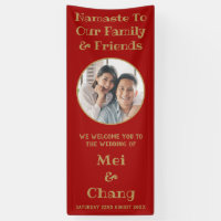 Red And Gold Couple Photo Wedding Welcome