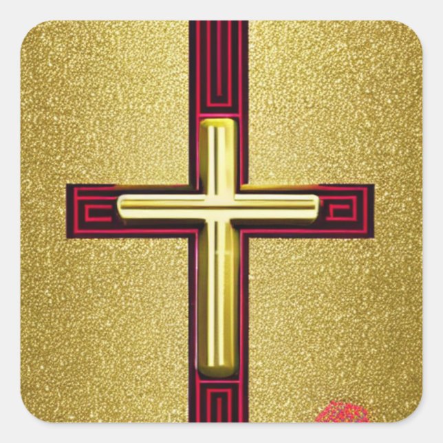 Red and Gold Cross Sticker (Front)